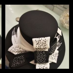 Black and white church hat